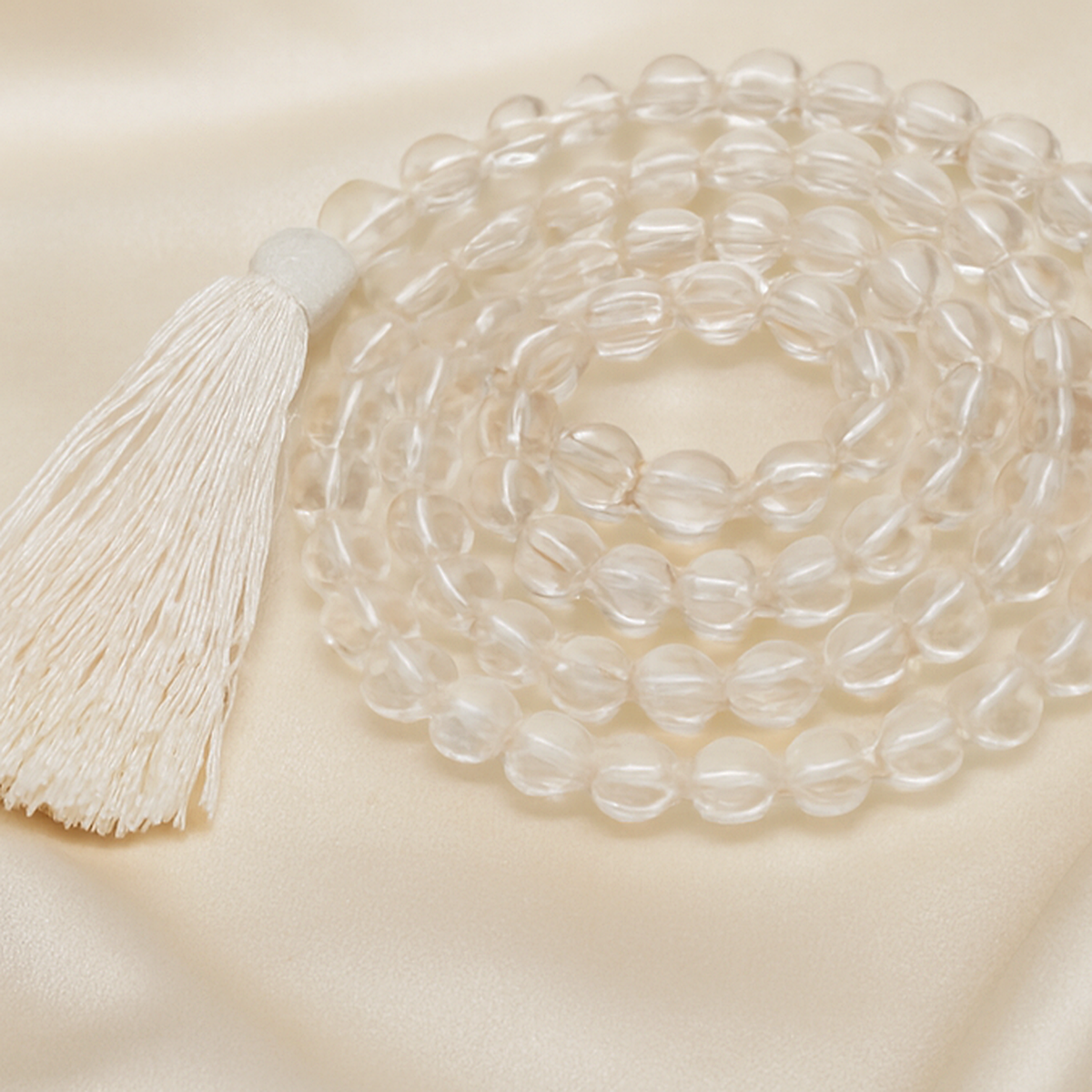 Natural Clear Quartz 6mm 108 Bead Mala for Focus