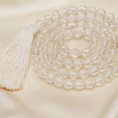 Natural Clear Quartz 6mm 108 Bead Mala for Focus