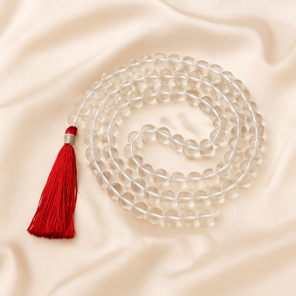 Natural Clear Quartz 8mm 108 Bead Mala for Clarity