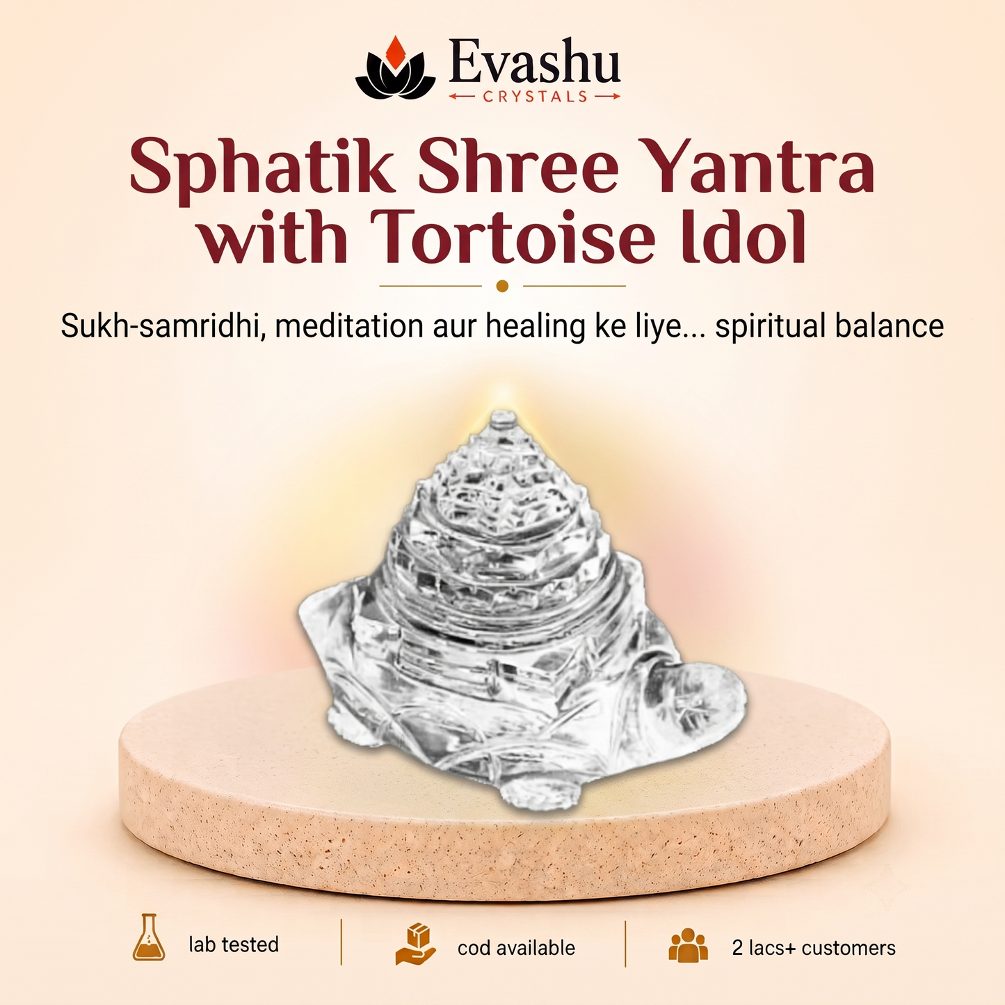 Sphatik Shree Yantra Tortoise - Image 1