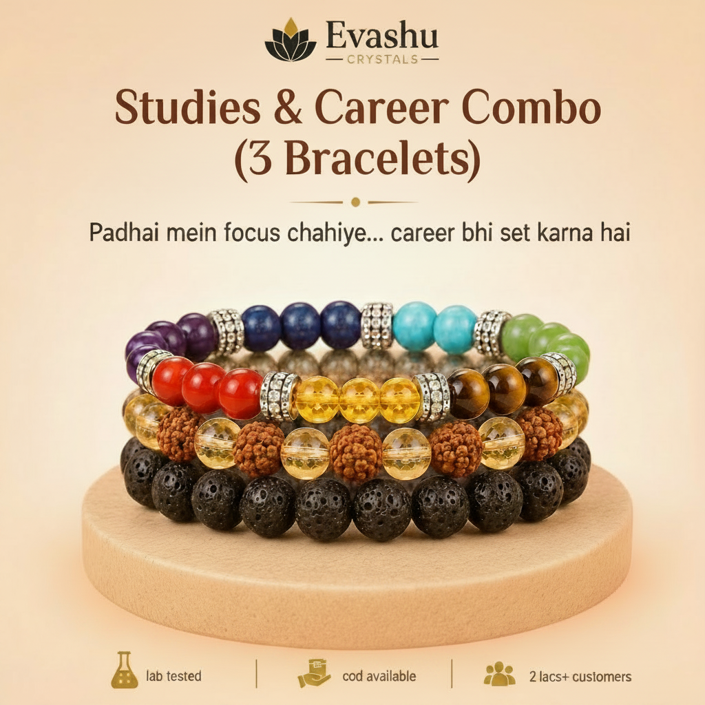 Citrine, Lava Stone, 7 Chakra & Rudraksha Bracelet Set for Success