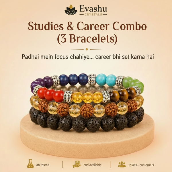 Citrine, Lava Stone, 7 Chakra & Rudraksha Bracelet Set for Success