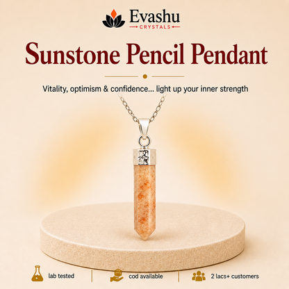 Natural Sunstone Pencil Pendant for Vitality