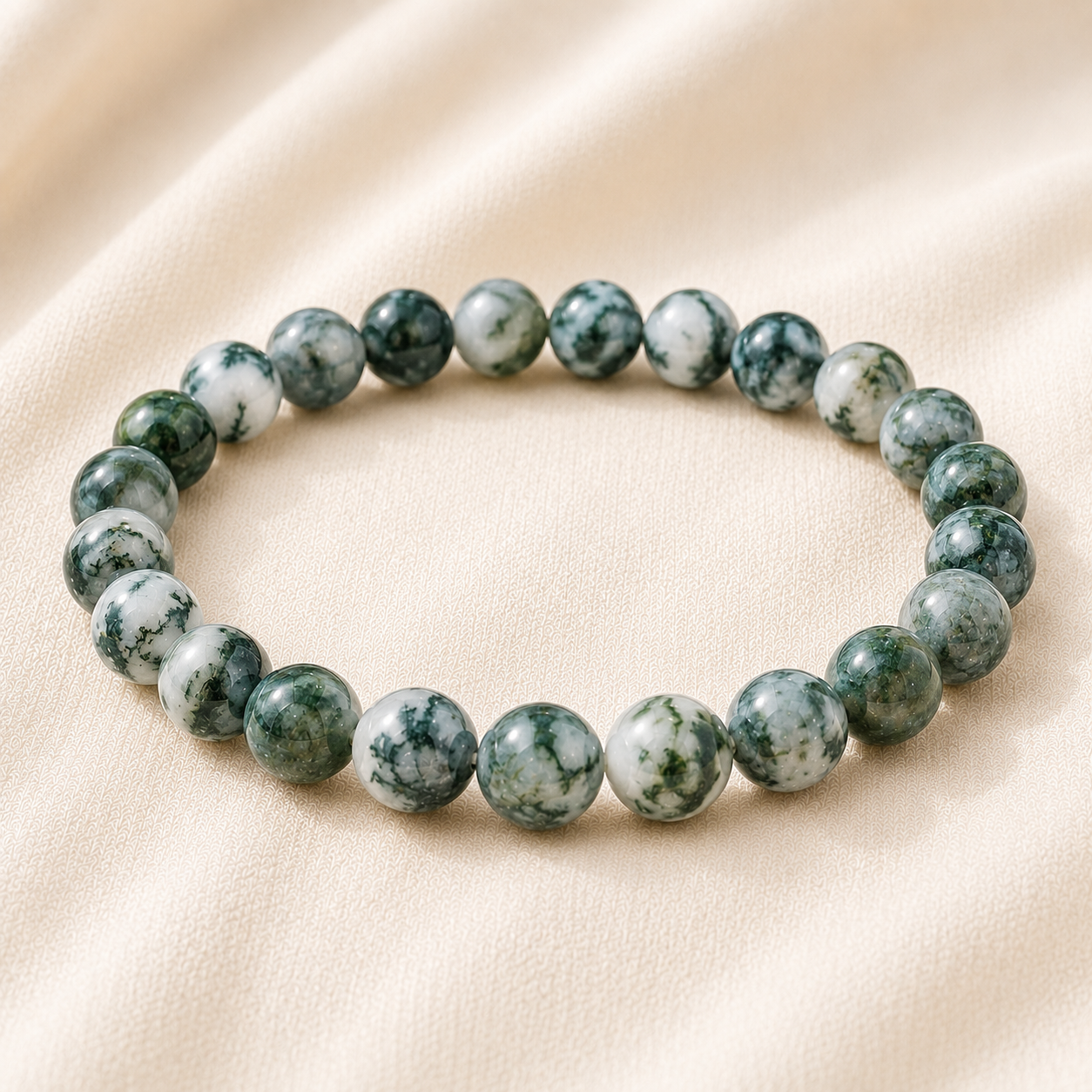 Natural Tree Agate 8mm Bracelet for Inner Calm