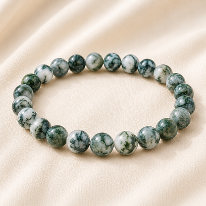 Natural Tree Agate 8mm Bracelet for Inner Calm