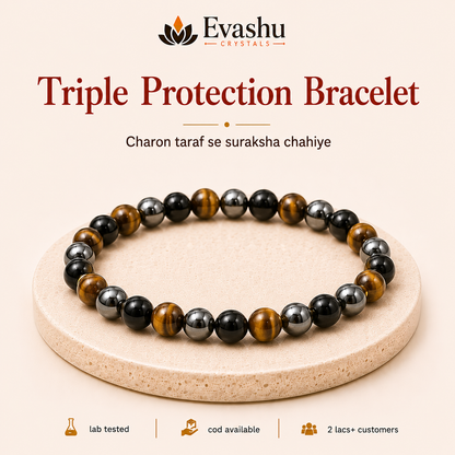 Black Obsidian, Tiger Eye & Evil Eye Bracelet for Grounding