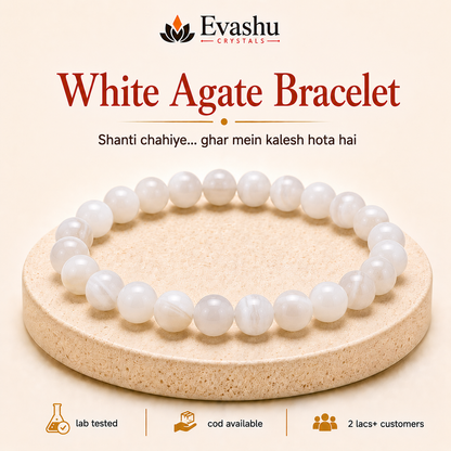 Natural White Agate 8mm Bracelet for Serenity