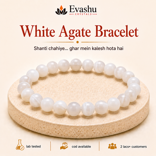 Natural White Agate 8mm Bracelet for Serenity
