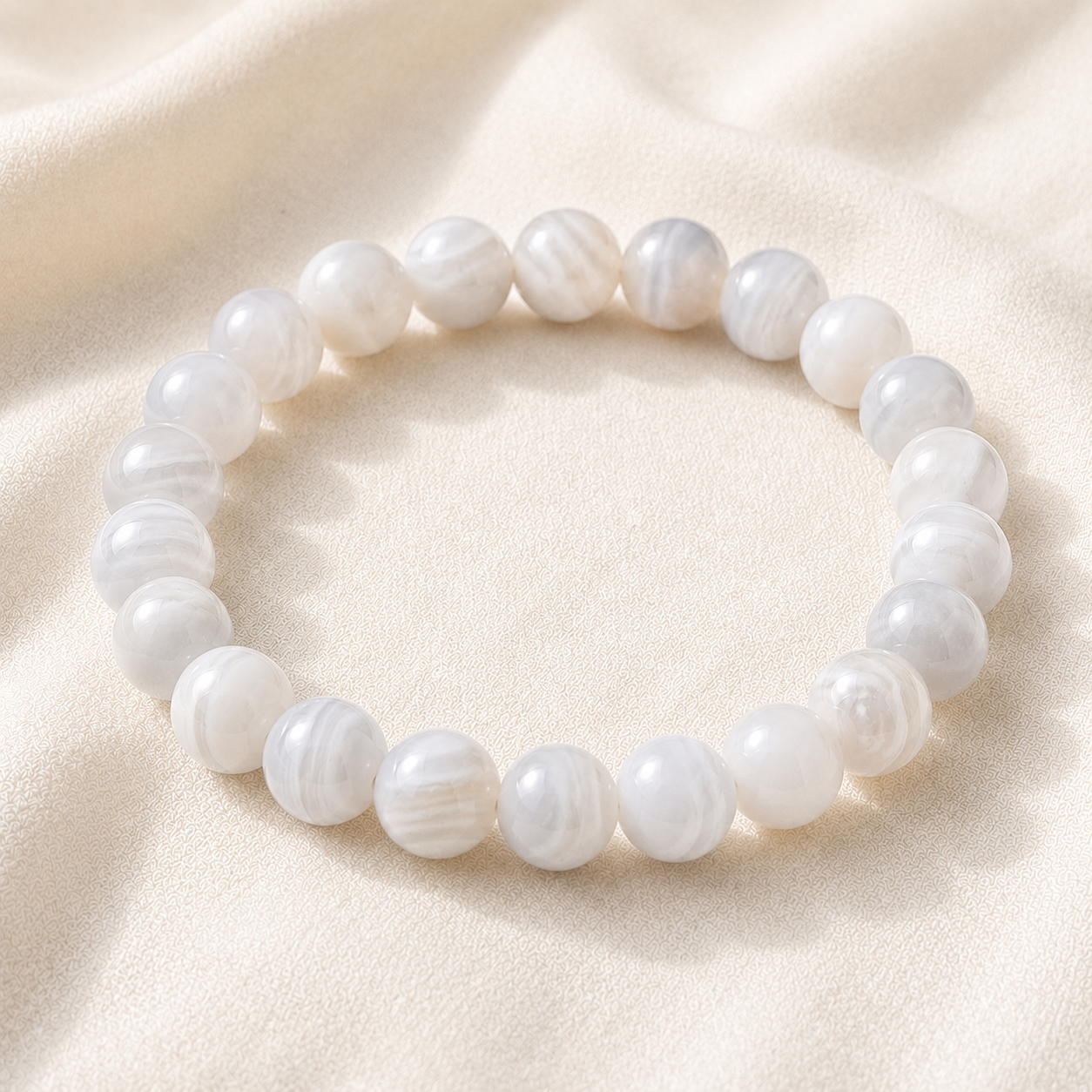Natural White Agate 8mm Bracelet for Serenity