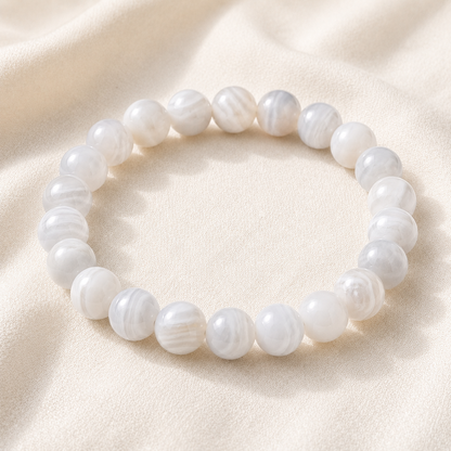 Natural White Agate 8mm Bracelet for Serenity