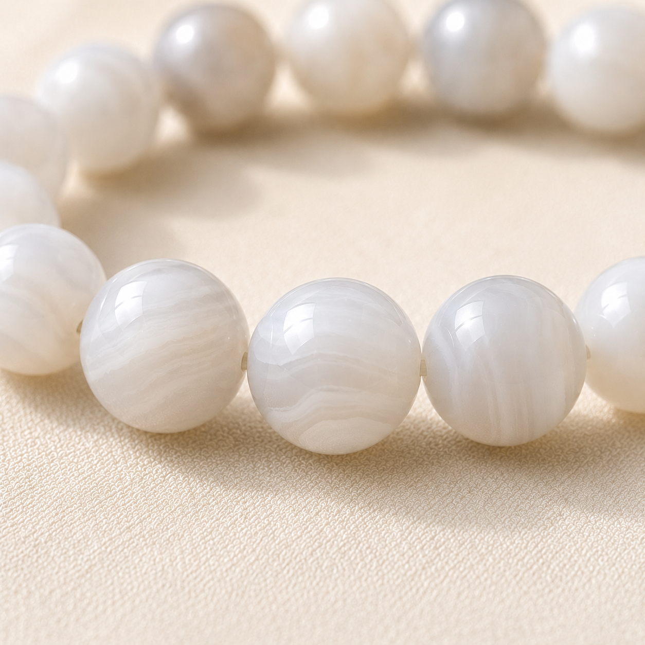 Natural White Agate 8mm Bracelet for Serenity