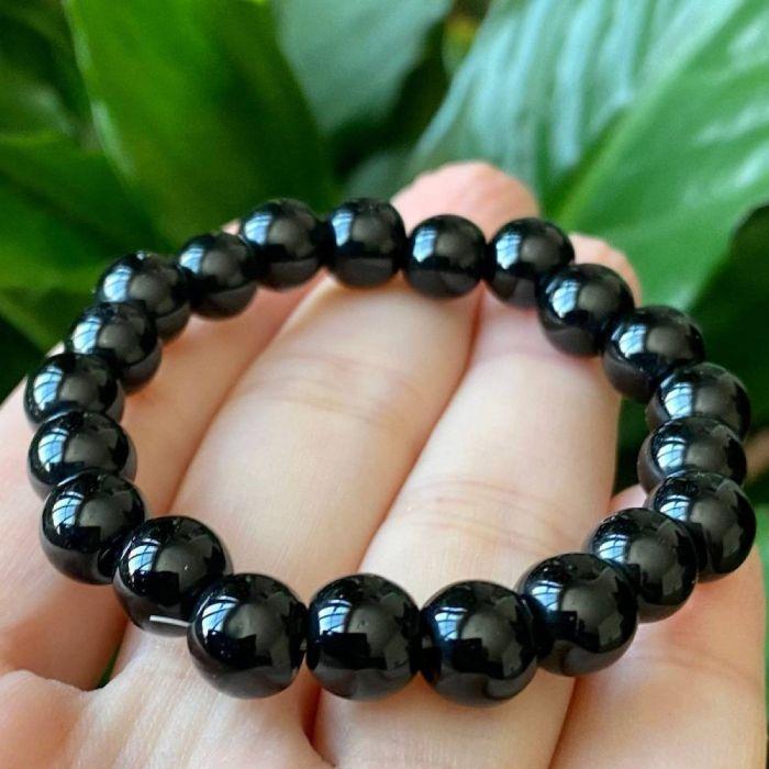 Natural Black Obsidian Bracelet Set for Grounding