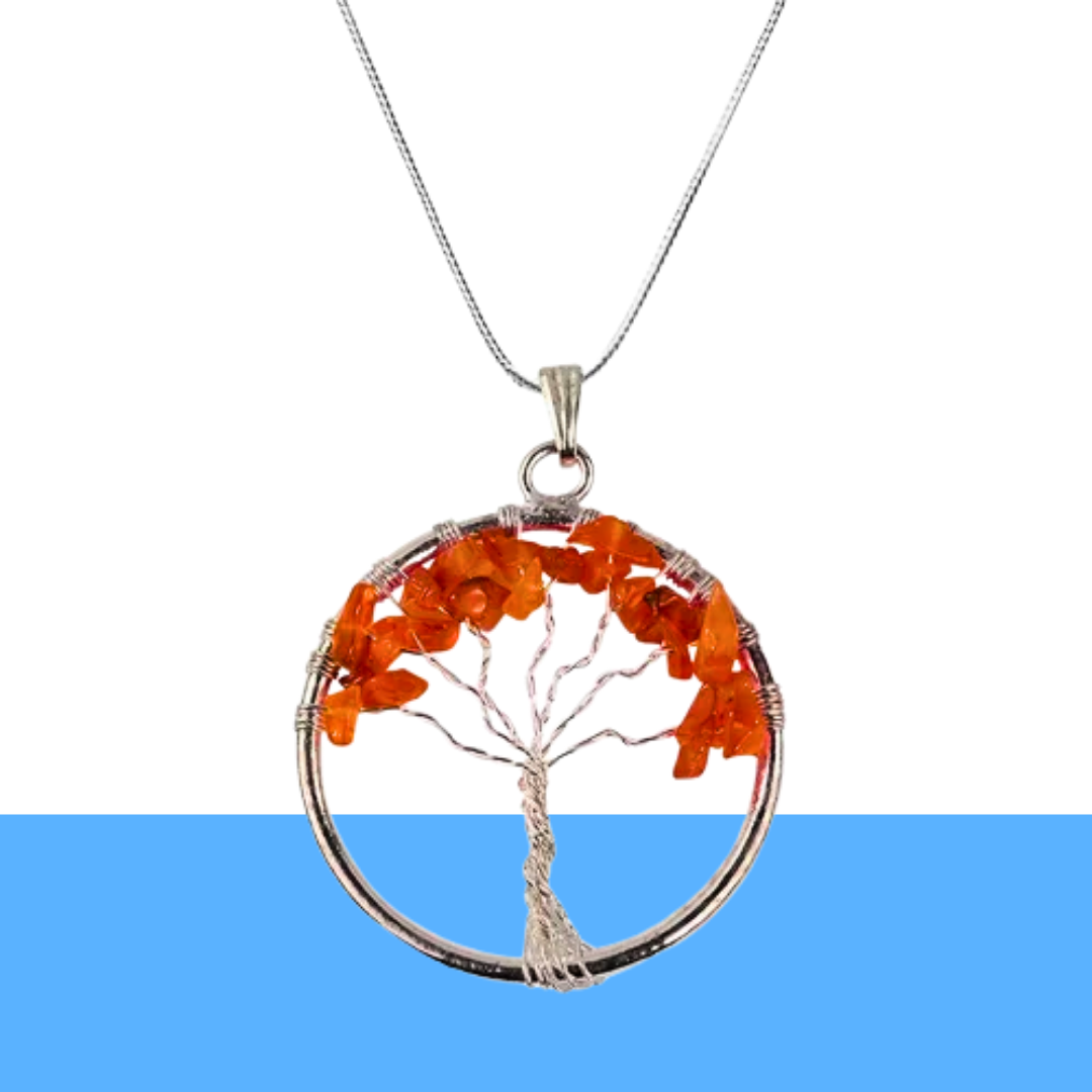 Natural Carnelian Tree of Life Pendant for Creativity