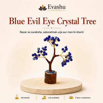 Natural Evil Eye Crystal Tree for Positivity