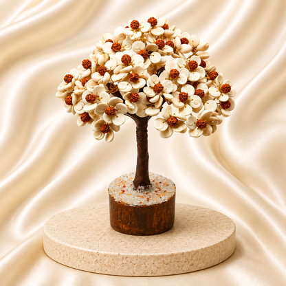 Natural Rudraksha & Gomti Chakra Large Crystal Tree for Mindfulness