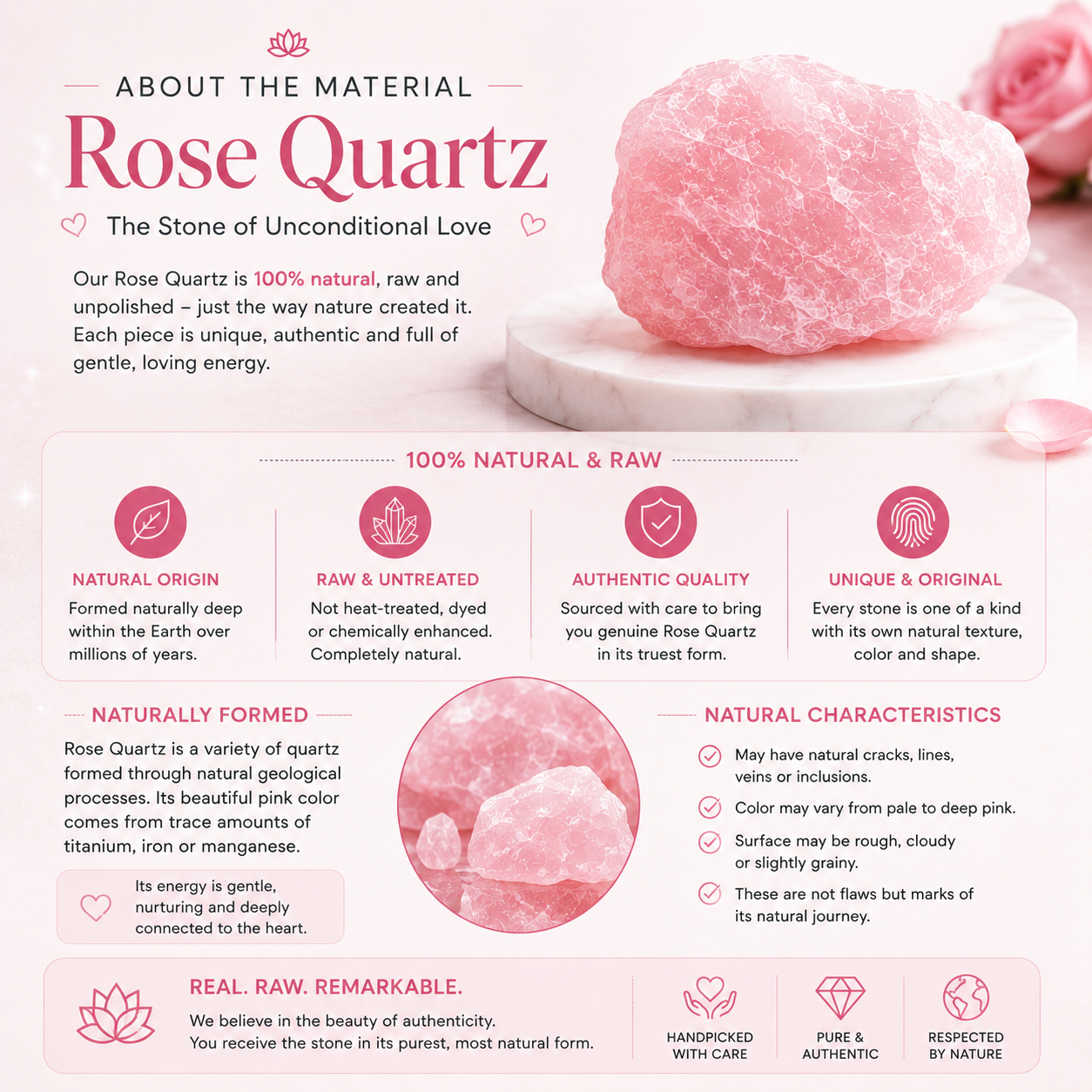 Natural Rose Quartz Large Raw Stone for Emotional Healing